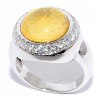 Кольцо с цирконами и сусальным золотом из серебра 925 пробы фото