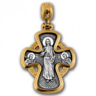 Господь Вседержитель. Икона Божией Матери "Неупиваемая Чаша". Крест нательный из серебра 925 пробы с золотым покрытием фото