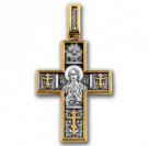 "Господь Вседержитель. Святой мученик Трифон". Крест из серебра 925 пробы с позолотой и чернением