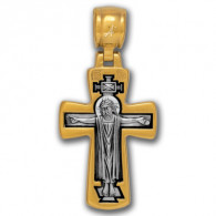 "Распятие. Божия Матерь «Оранта»". Крест из серебра 925 пробы с позолотой и чернением фото