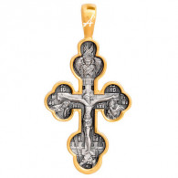 "Материнский крест". Крест из серебра 925 пробы с позолотой и чернением фото