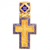 "Распятие. Молитва «Отче наш»". Крест с ювелирной эмалью из серебра 925 пробы с позолотой фото
