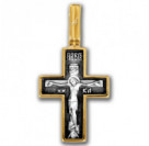 Распятие. Молитва "Спаси и сохрани". Крест из серебра 925 пробы с позолотой и чернением