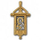 "Владимирская икона Божией Матери. Процветший Крест". Образок из серебра 925 пробы с позолотой и чернением