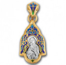 "Владимирская икона Божией Матери". Образок с горячей эмалью из серебра 925 пробы с позолотой 