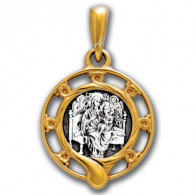 "Икона Божией Матери «Всецарица". Образок из серебра 925 пробы с позолотой и чернением фото