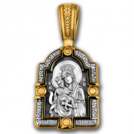 "Икона Божией Матери «Достойно есть». Архангел Гавриил". Образок из серебра 925 пробы с позолотой и чернением фото