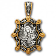 "Икона Божией Матери «Неопалимая Купина»". Образок из серебра 925 пробы с позолотой и чернением фото