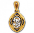 "Икона Божией Матери «Неувядаемый цвет»". Образок с бриллиантами из серебра 925 пробы с позолотой и чернением