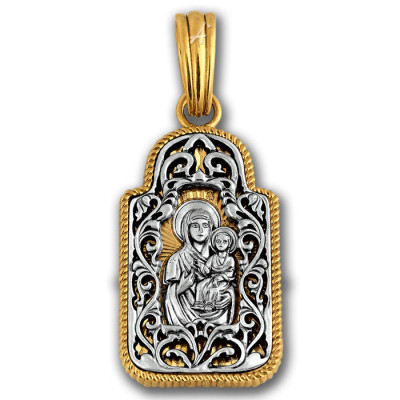 "Смоленская икона Божией Матери". Образок из серебра 925 пробы с позолотой и чернением фото