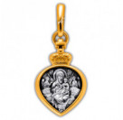 "Икона Божией Матери «Всецарица». Ангел Хранитель". Образок из серебра 925 пробы с позолотой и чернением