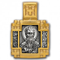 "Священномученик Дионисий Ареопагит. Ангел Хранитель". Образок из серебра 925 пробы с позолотой и чернением фото