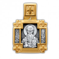 "Святитель Артемий Селевкийский. Ангел Хранитель". Образок из серебра 925 пробы с позолотой и чернением фото