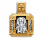 "Святитель Артемий Селевкийский. Ангел Хранитель". Образок из серебра 925 пробы с позолотой и чернением