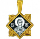 "Святая великомученица Варвара. Ангел Хранитель". Образок из серебра 925 пробы с позолотой и чернением