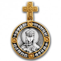 "Святая мученица царица Александра. Ангел Хранитель". Образок из серебра 925 пробы с позолотой и чернением фото