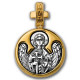 "Святой великомученик Георгий. Ангел Хранитель". Образок из серебра 925 пробы с позолотой и чернением