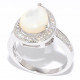 Кольцо с цирконами и перламутром из серебра 925 пробы цвет металла белый 4.25 гр.