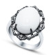 Кольцо с цирконами и ониксом из серебра 925 пробы цвет металла белый 8 гр.