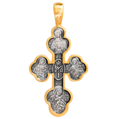 "Материнский крест". Крест из серебра 925 пробы с позолотой и чернением фото
