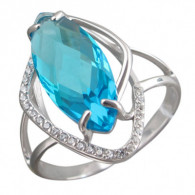 Величавое кольцо с фианитами и кристаллом из серебра 925 пробы фото