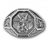 «Святой апостол Андрей Первозванный». Кольцо охранное из серебра 925 пробы с чернением фото