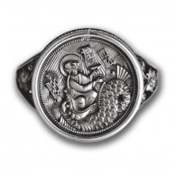 «Святой пророк Иона». Кольцо охранное из серебра 925 пробы с чернением фото