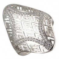 Ажурное кольцо с фианитами из серебра 925 пробы фото
