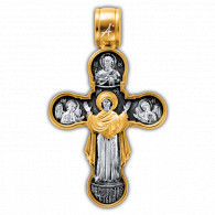 "Голгофа. Икона Божией Матери «Нерушимая Стена»". Крест из серебра 925 пробы с позолотой и чернением фото