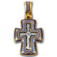"Распятие. Молитва Господу". Крест нательный с ювелирной эмалью из серебра 925 пробы с золотым покрытием