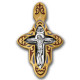 "Распятие. Иоанн Кроншатдский". Крест нательный с ювелирной эмалью из серебра 925 пробы с золотым покрытием