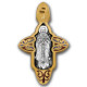 "Распятие. Иоанн Кроншатдский". Крест нательный с ювелирной эмалью из серебра 925 пробы с золотым покрытием