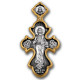 "Господь Вседержитель. Икона Божией Матери «Троеручица»". Крест нательный из серебра 925 пробы с позолотой и чернением