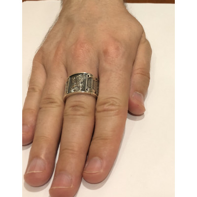 Перстень "Георгий Победоносец" из серебра 925 пробы с чернением фото