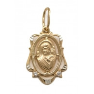 Образок "Казанская Богородица" с фианитами из серебра 925 пробы с золотым покрытием фото