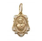 Образок "Казанская Богородица" с фианитами из серебра 925 пробы с золотым покрытием