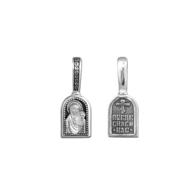 Образок "Казанская икона Божией Матери" из серебра 925 пробы с чернением фото