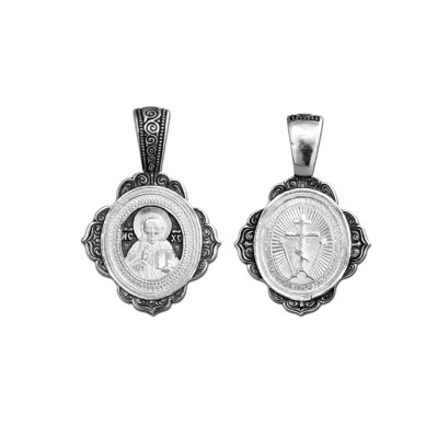 Образок "Господь Вседержитель" из серебра 925 пробы с чернением фото