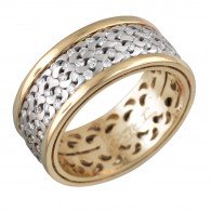 Кольцо с бриллиантами из комбинированного золота 750 пробы цвет металла комби фото
