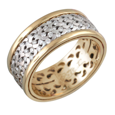 Кольцо с бриллиантами из комбинированного золота 750 пробы цвет металла комби фото