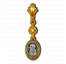 Образок "Владимирская икона Божией Матери" с фианитом из серебра 925 пробы с позолотой и чернением