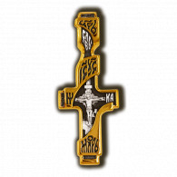 Крест "Распятие Христово" из серебра 925 пробы с позолотой и чернением фото