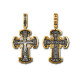 Православный крест "Распятие Христово" с фианитами из серебра 925 пробы с позолотой и чернением.