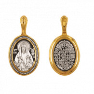 Образок "Святая преподобномученица Елисавета" из серебра 925 пробы с позолотой и чернением. фото