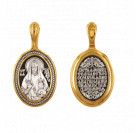Образок "Святая преподобномученица Елисавета" из серебра 925 пробы с позолотой и чернением.