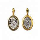 Образок "Владимирская икона Божией Матери" из серебра 925 пробы с позолотой и чернением