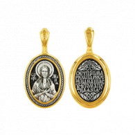 Образок "Преподобная Мария Египетская" из серебра 925 пробы с позолотой и чернением фото