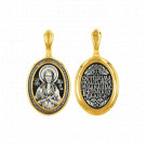 Образок "Преподобная Мария Египетская" из серебра 925 пробы с позолотой и чернением