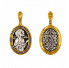 Образок "Преподобная  Аполлинария"  из серебра 925 пробы с позолотой и чернением