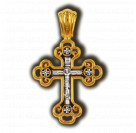 Православный крест "Распятие Христово" из серебра 925 пробы с позолотой и чернением